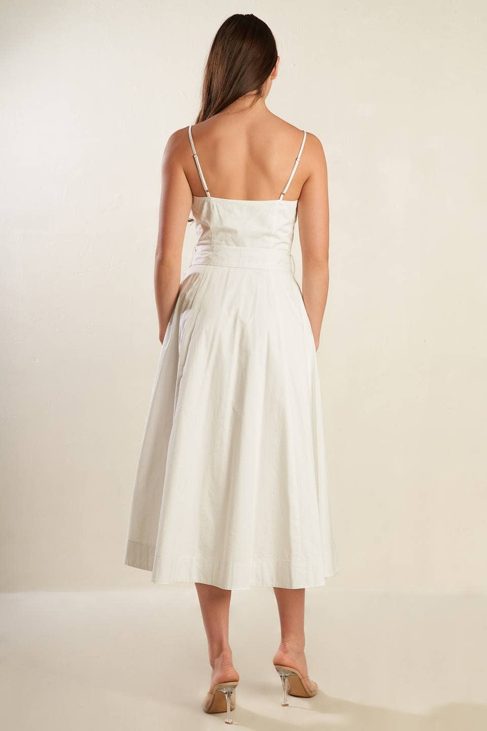 A Solid Woven Midi Dress