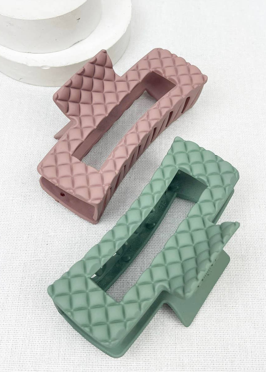 Matte Embossed Cut Out Rectangle Hair Clips
