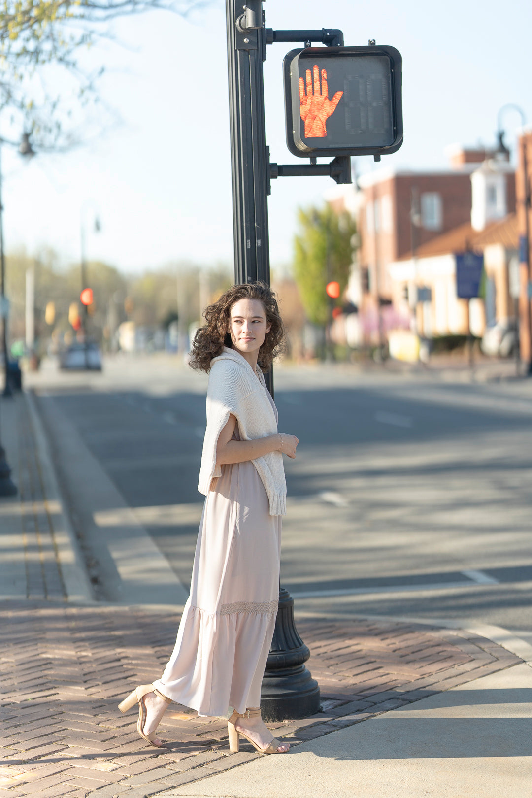 Lace Trim Empire Waist Dress