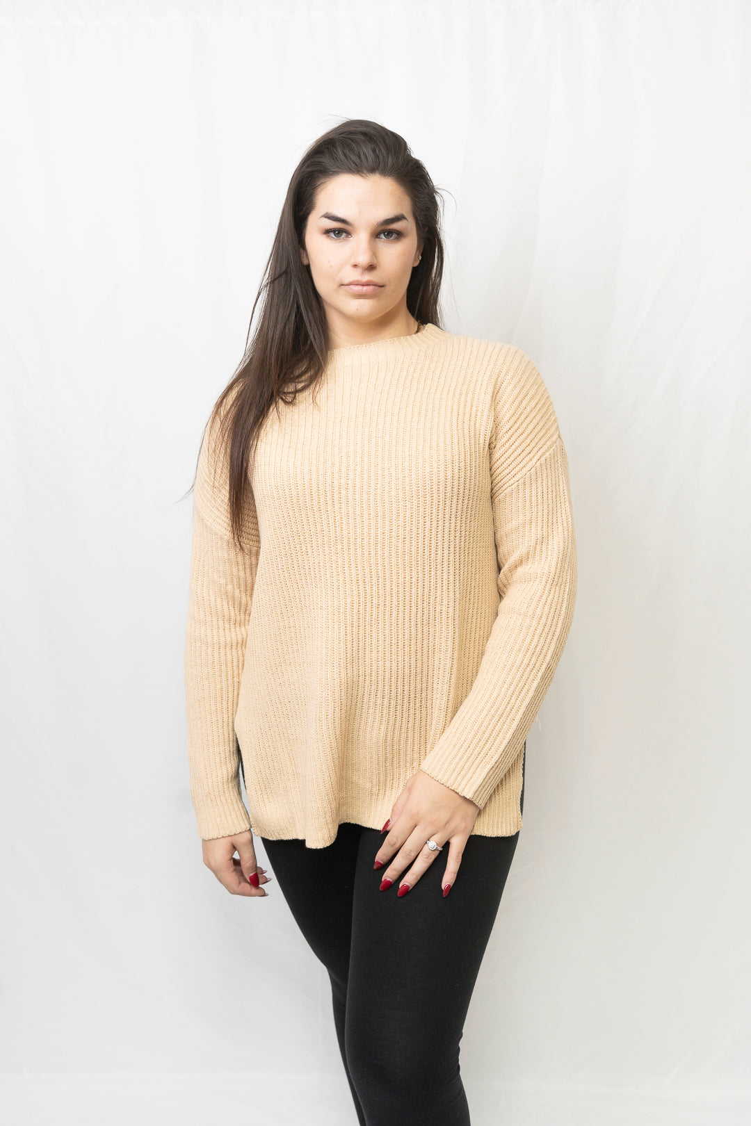 Cable Knit Drop Shoulder Sweater
